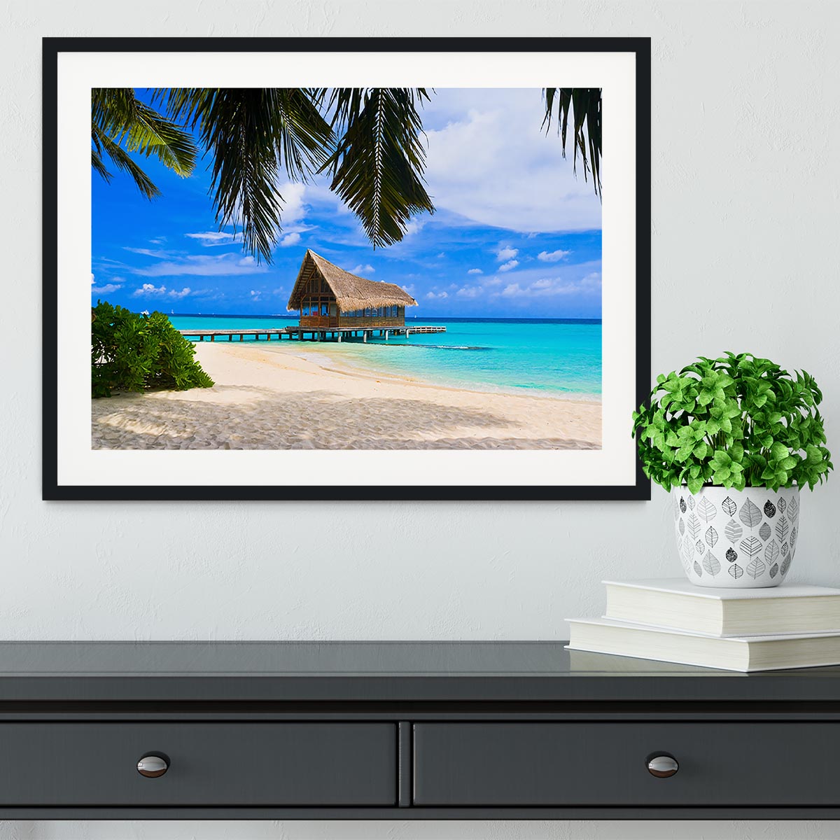 Diving club on a tropical island Framed Print - Canvas Art Rocks - 1