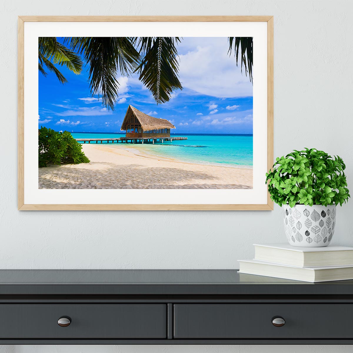 Diving club on a tropical island Framed Print - Canvas Art Rocks - 3