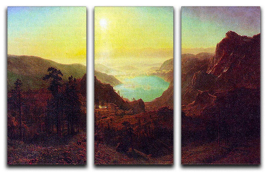 Donner Lake 2 by Bierstadt 3 Split Panel Canvas Print - Canvas Art Rocks - 1