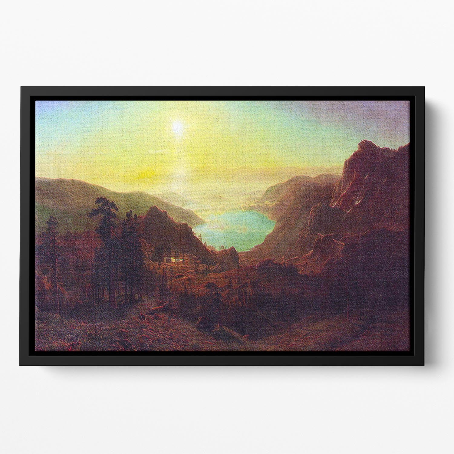 Donner Lake 2 by Bierstadt Floating Framed Canvas - Canvas Art Rocks - 2