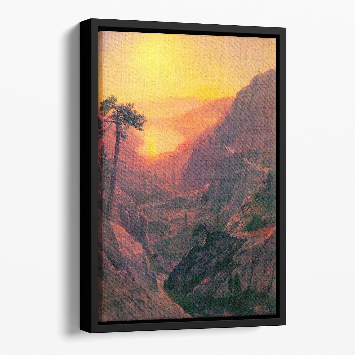 Donner Lake by Bierstadt Floating Framed Canvas - Canvas Art Rocks - 1