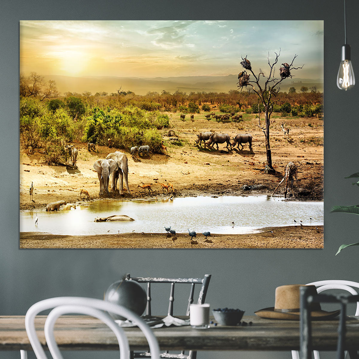 Dreamy scene of common South African safari Canvas Print or Poster - Canvas Art Rocks - 3