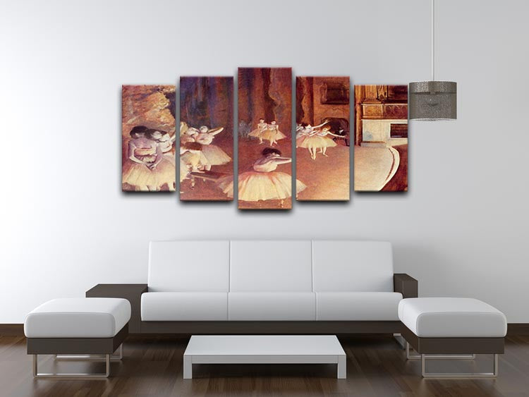 Dress rehearsal of the ballet on the stage by Degas 5 Split Panel Canvas - Canvas Art Rocks - 3