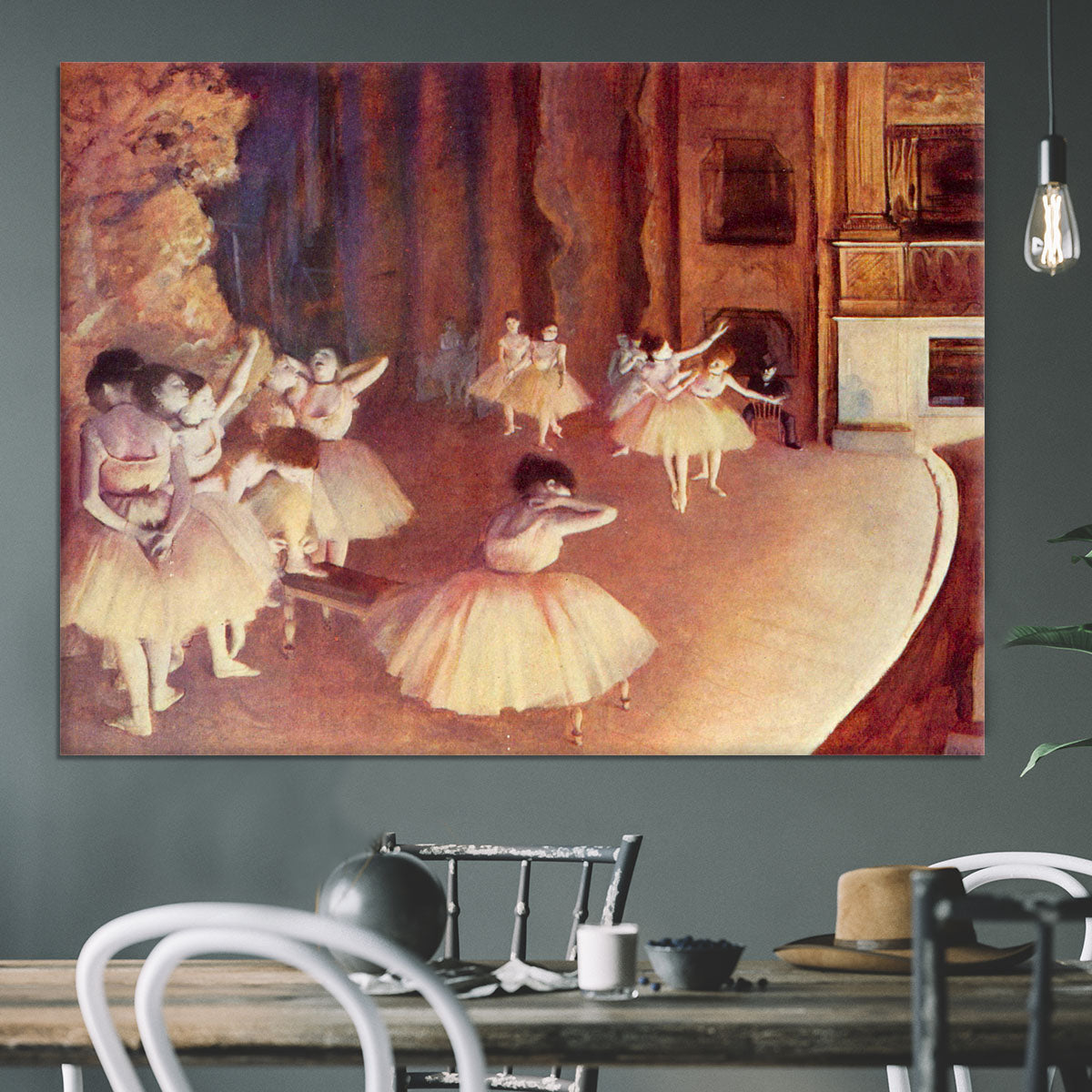Dress rehearsal of the ballet on the stage by Degas Canvas Print or Poster - Canvas Art Rocks - 3
