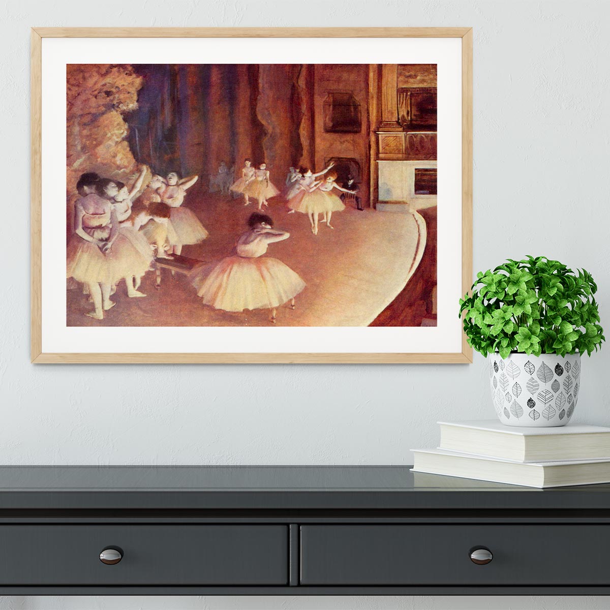 Dress rehearsal of the ballet on the stage by Degas Framed Print - Canvas Art Rocks - 3