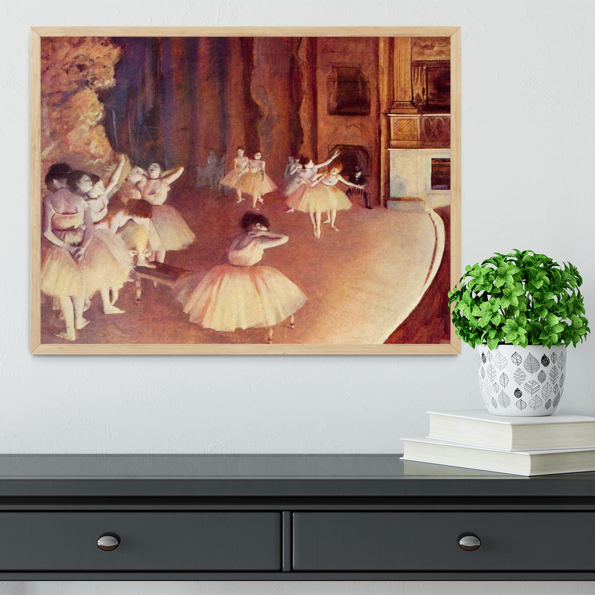 Dress rehearsal of the ballet on the stage by Degas Framed Print - Canvas Art Rocks - 4