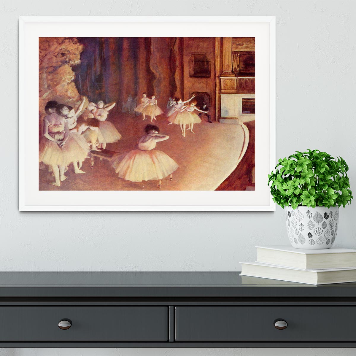 Dress rehearsal of the ballet on the stage by Degas Framed Print - Canvas Art Rocks - 5