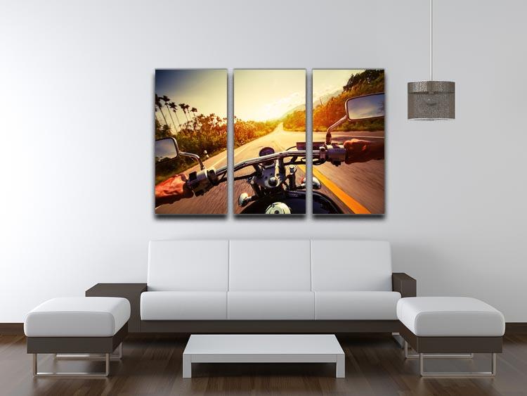 Driver riding motorbike 3 Split Panel Canvas Print - Canvas Art Rocks - 3
