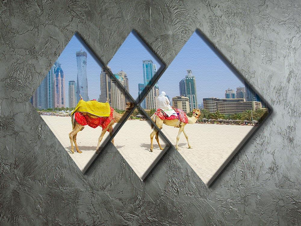 Dubai Camel on the town scape backround 4 Square Multi Panel Canvas  - Canvas Art Rocks - 2