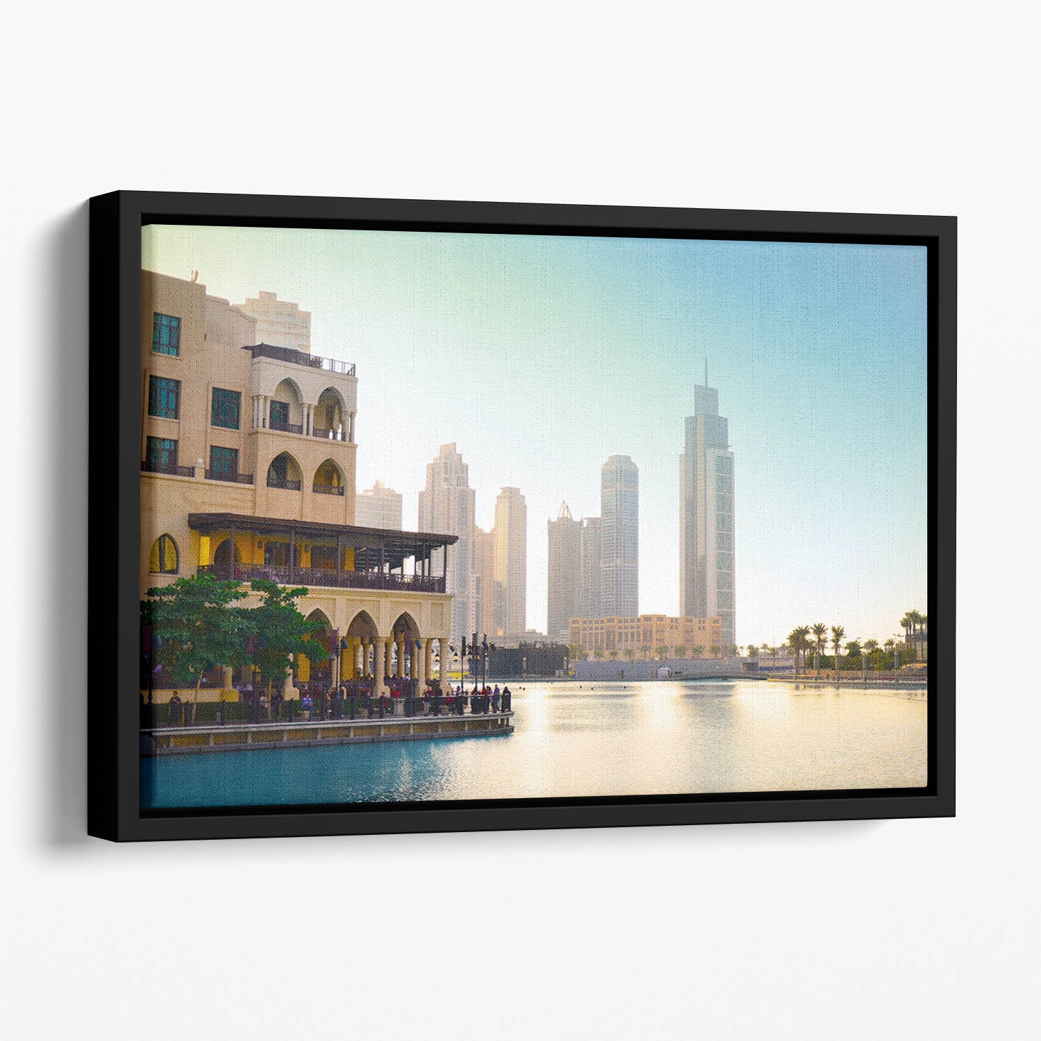 Dubai downtown at sunset Floating Framed Canvas