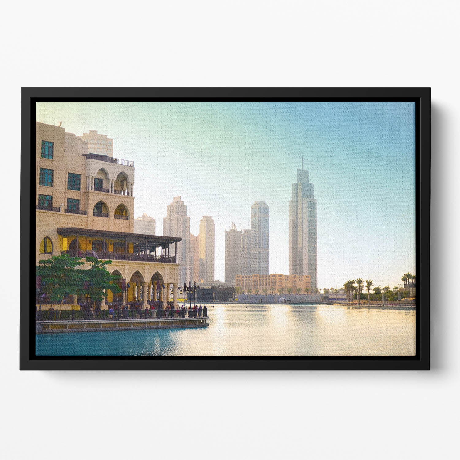 Dubai downtown at sunset Floating Framed Canvas