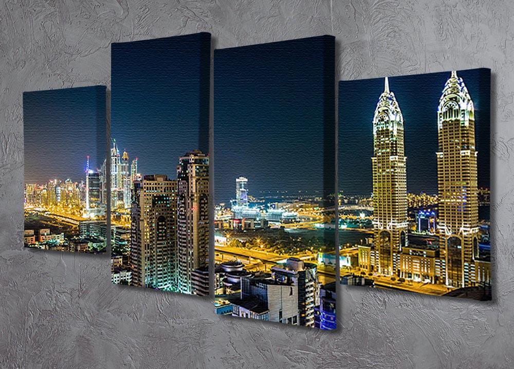 Dubai downtown night scene 4 Split Panel Canvas  - Canvas Art Rocks - 2