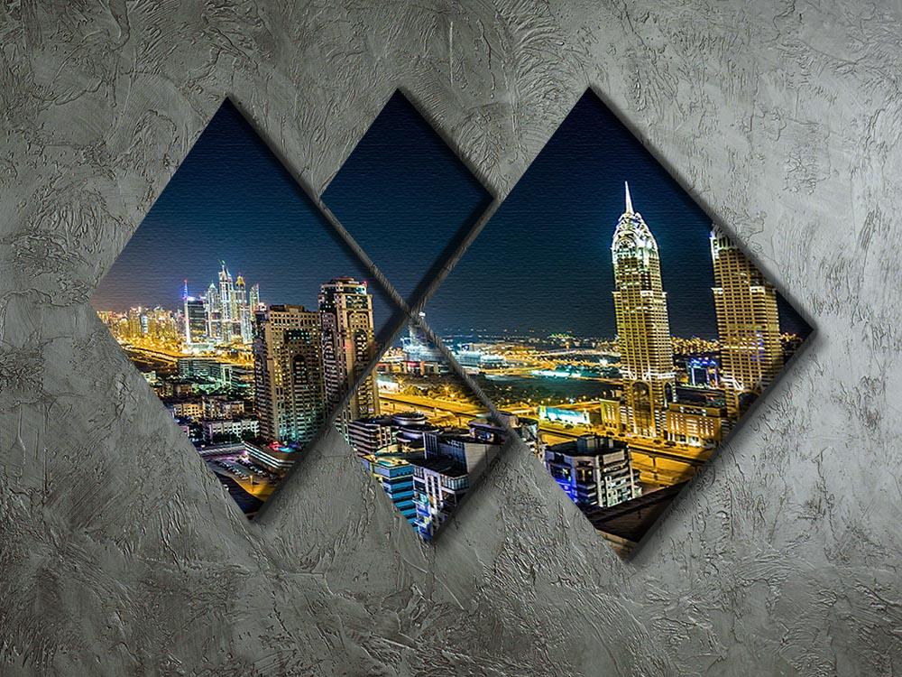 Dubai downtown night scene 4 Square Multi Panel Canvas  - Canvas Art Rocks - 2