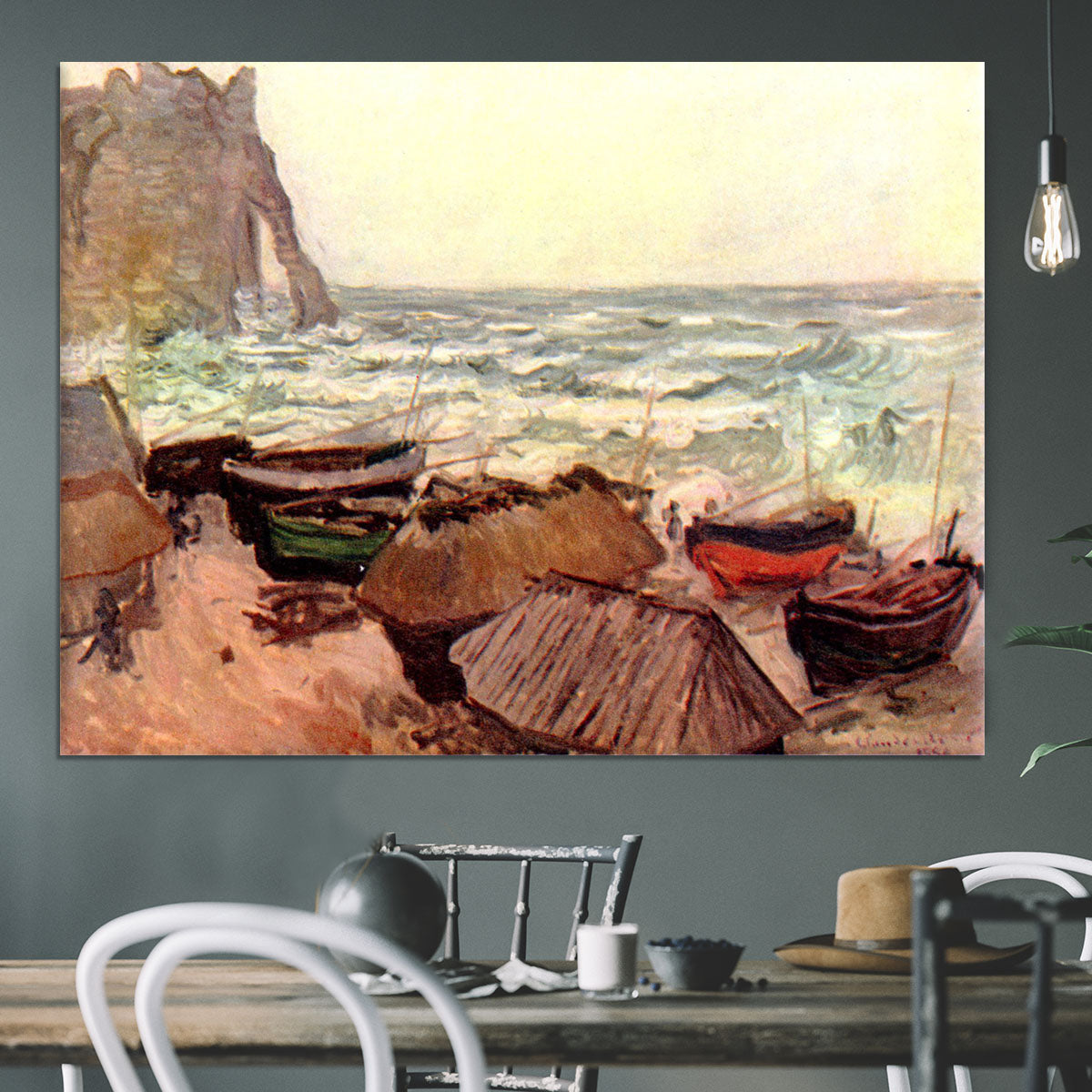 Durchbrochener rock at Etretat by Monet Canvas Print or Poster - Canvas Art Rocks - 3