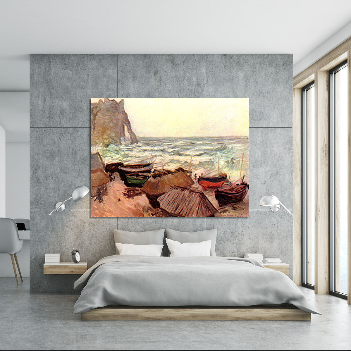 Durchbrochener rock at Etretat by Monet Canvas Print or Poster - Canvas Art Rocks - 5