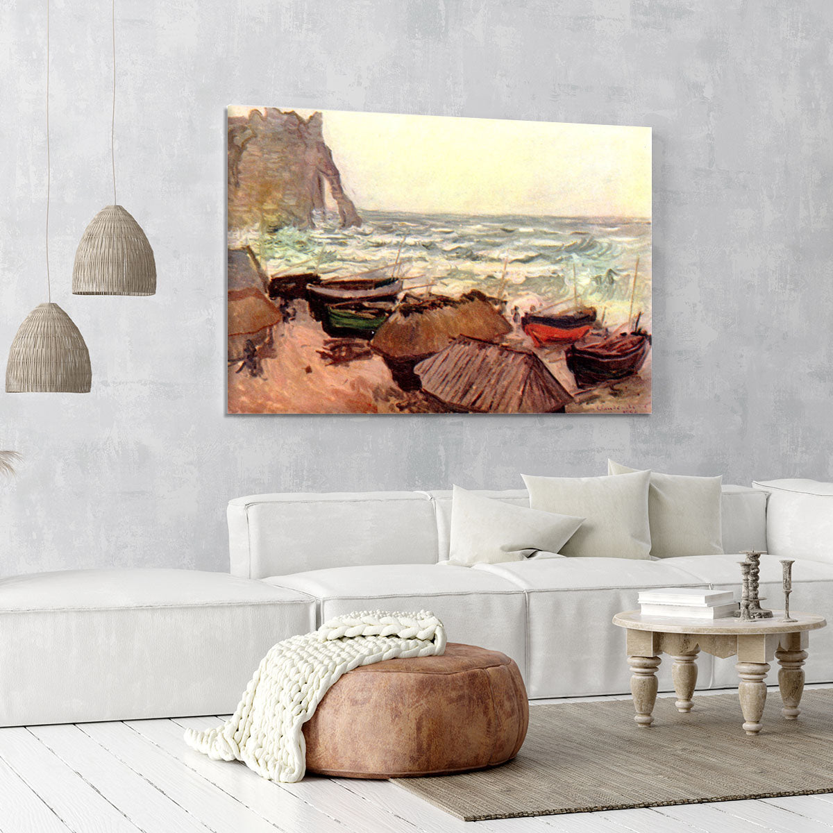 Durchbrochener rock at Etretat by Monet Canvas Print or Poster - Canvas Art Rocks - 6