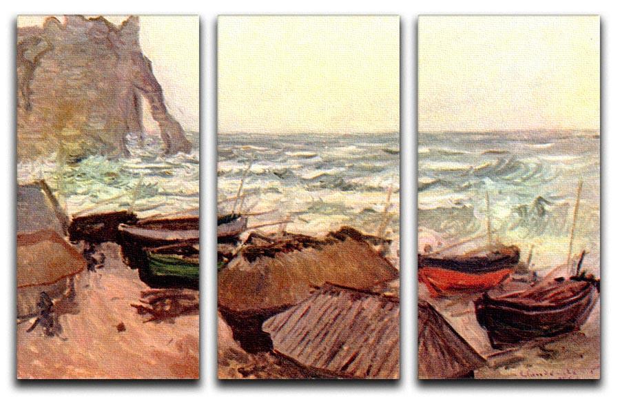 Durchbrochener rock at Etretat by Monet Split Panel Canvas Print - Canvas Art Rocks - 4