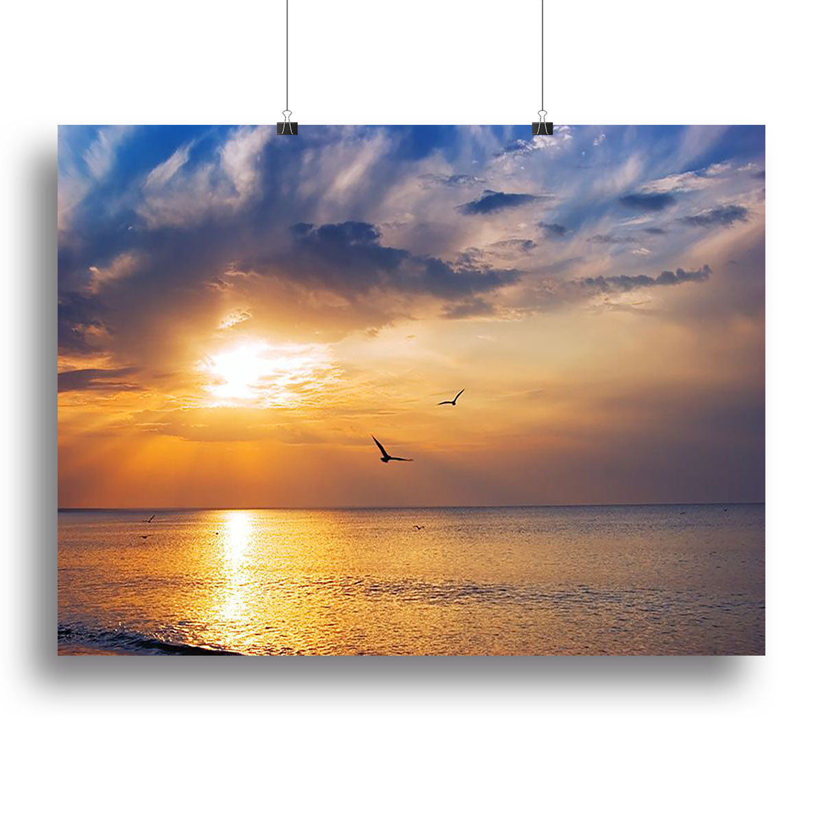 Early morning sunrise over the sea and a birds Canvas Print or Poster - Canvas Art Rocks - 2