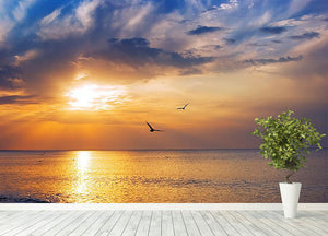 Early morning sunrise over the sea and a birds Wall Mural Wallpaper - Canvas Art Rocks - 4