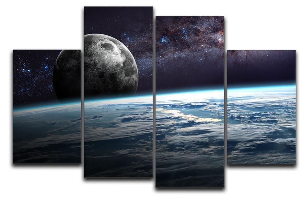 Earth Moon and Stars 4 Split Panel Canvas  - Canvas Art Rocks - 1