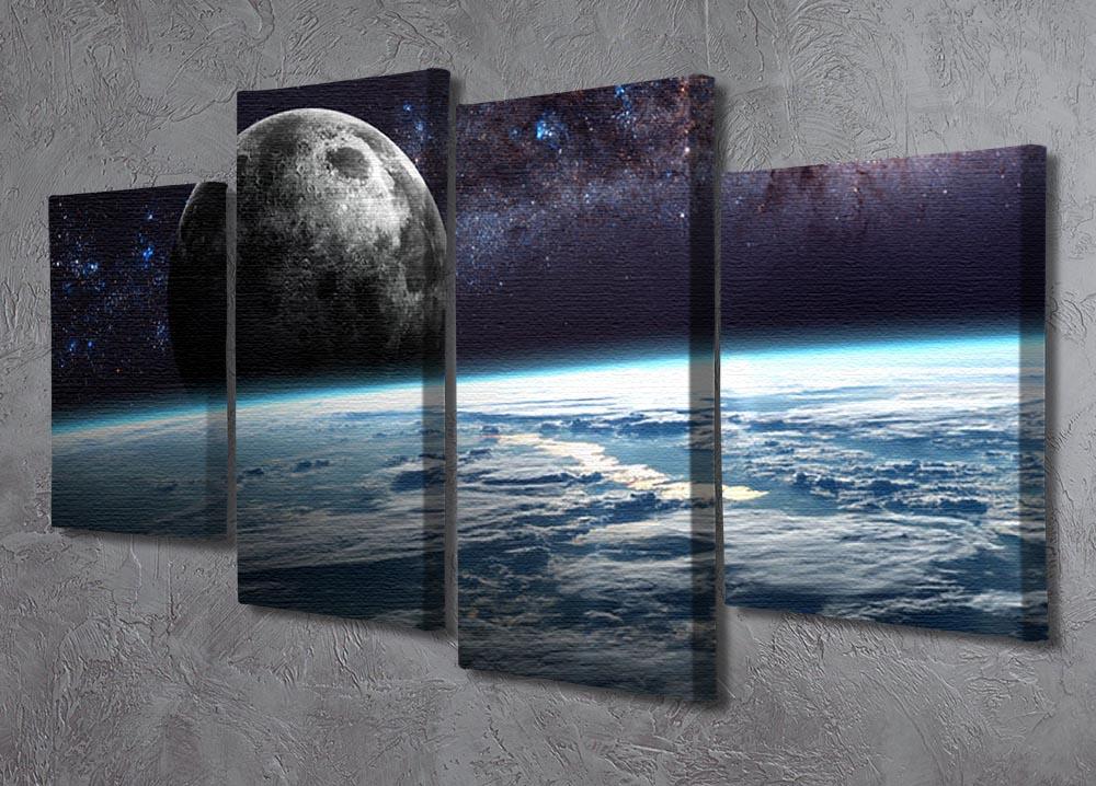 Earth Moon and Stars 4 Split Panel Canvas - Canvas Art Rocks - 2