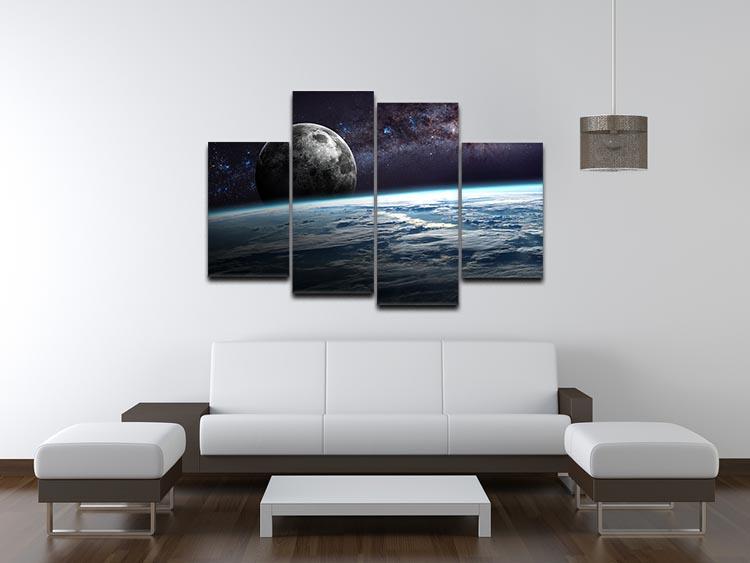 Earth Moon and Stars 4 Split Panel Canvas - Canvas Art Rocks - 3