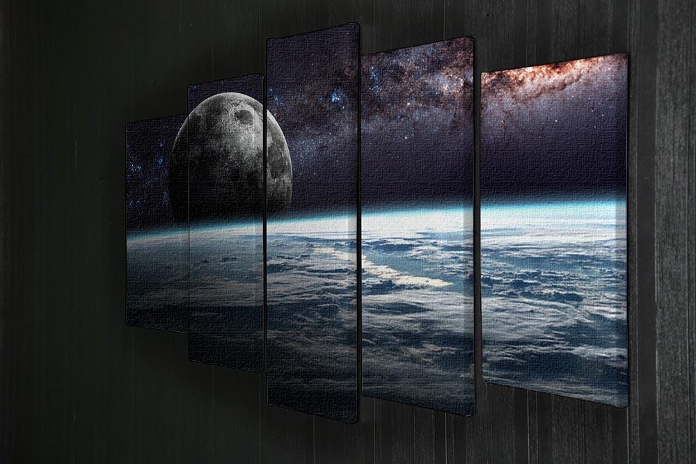 Earth Moon and Stars 5 Split Panel Canvas - Canvas Art Rocks - 2
