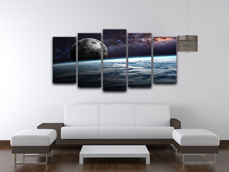 Earth Moon and Stars 5 Split Panel Canvas - Canvas Art Rocks - 3