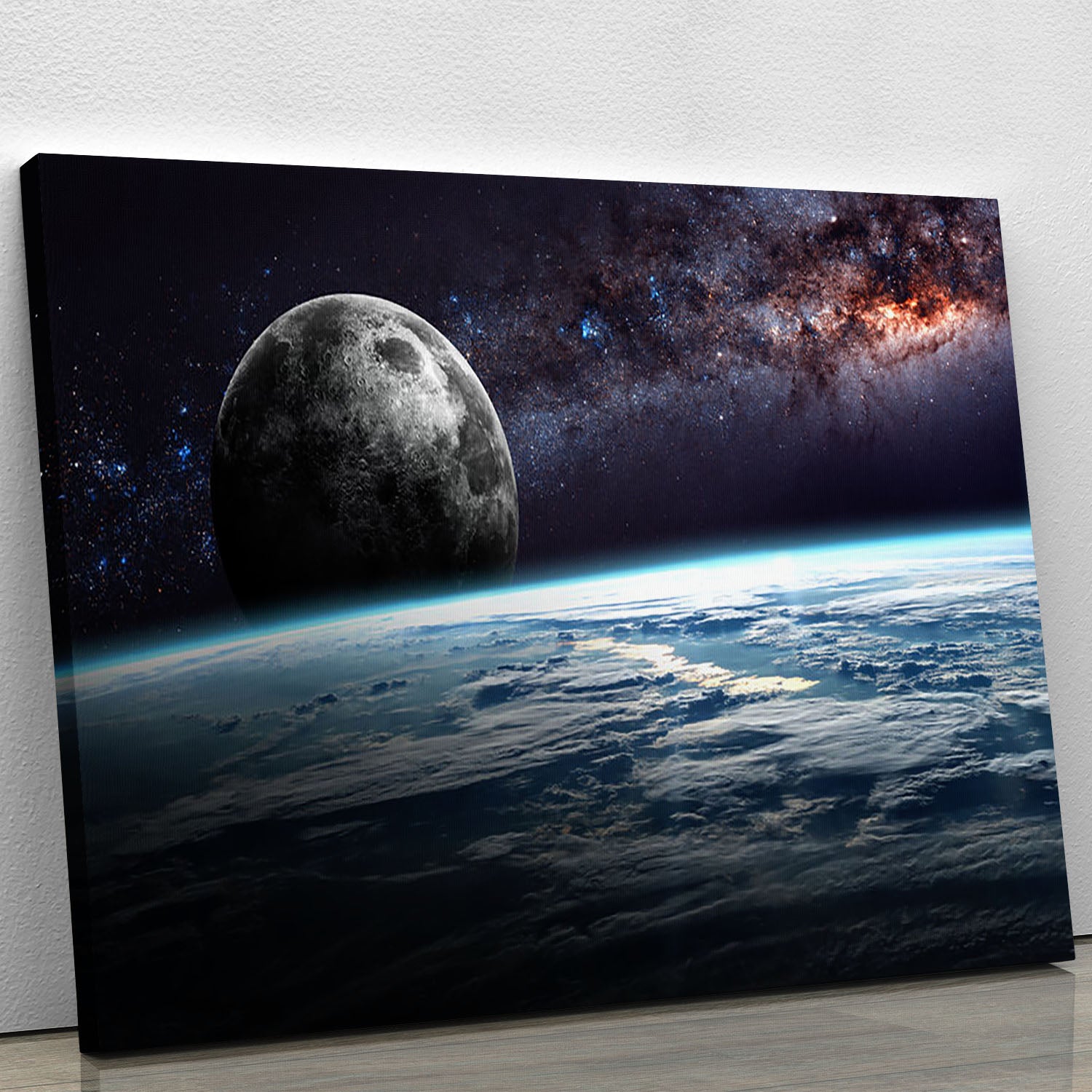 Earth Moon and Stars Canvas Print or Poster - Canvas Art Rocks - 1