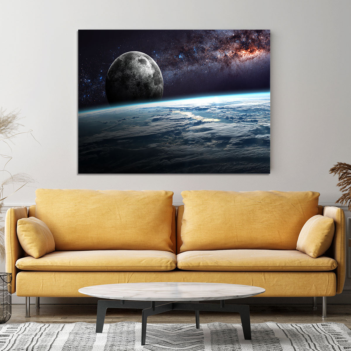 Earth Moon and Stars Canvas Print or Poster - Canvas Art Rocks - 4