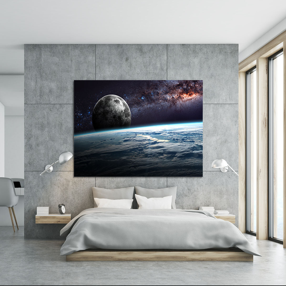 Earth Moon and Stars Canvas Print or Poster - Canvas Art Rocks - 5