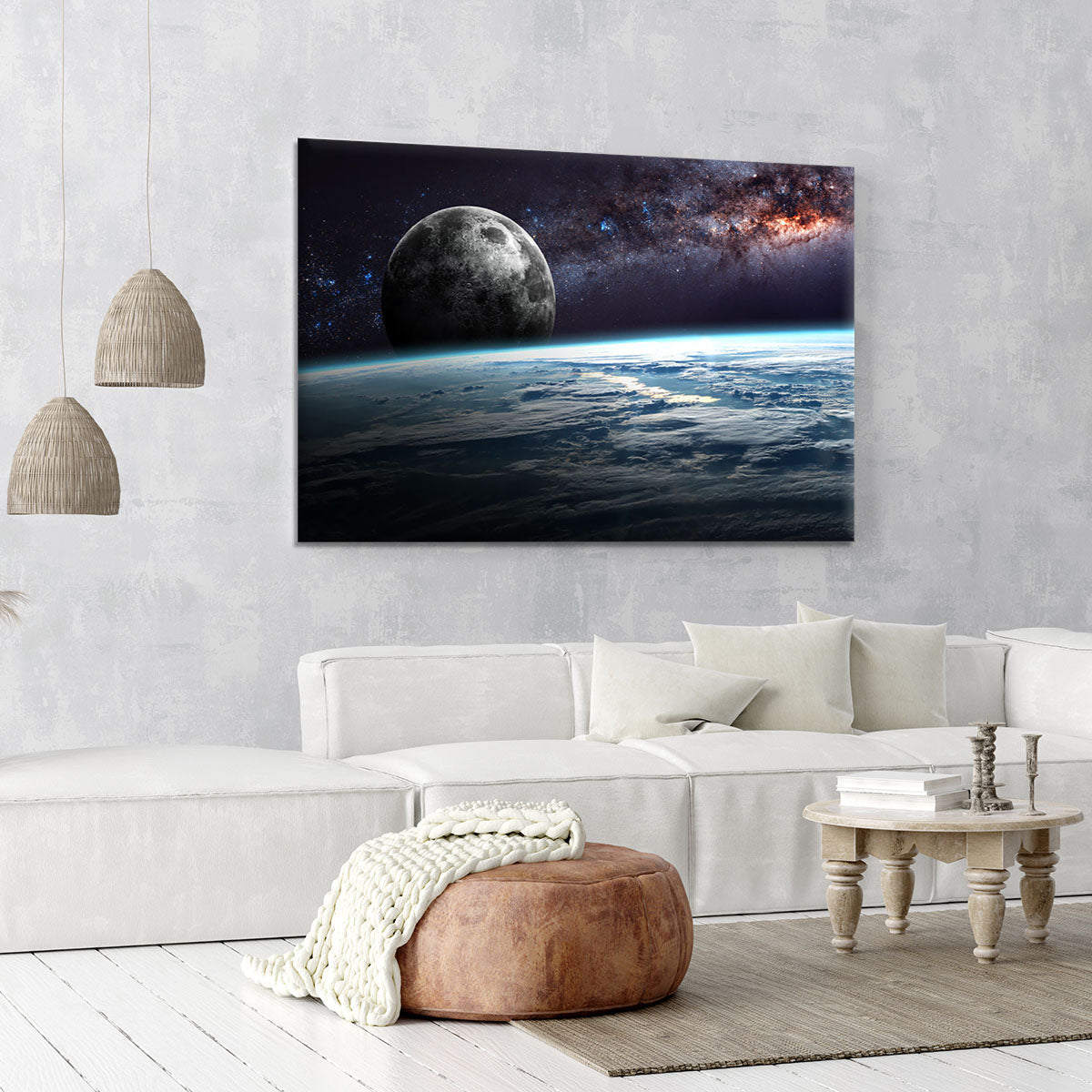 Earth Moon and Stars Canvas Print or Poster - Canvas Art Rocks - 6