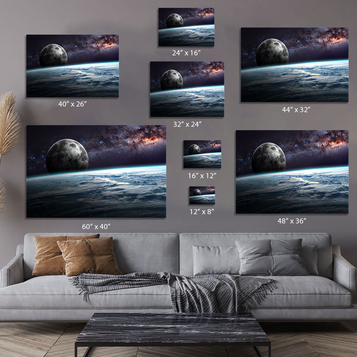 Earth Moon and Stars Canvas Print or Poster - Canvas Art Rocks - 7