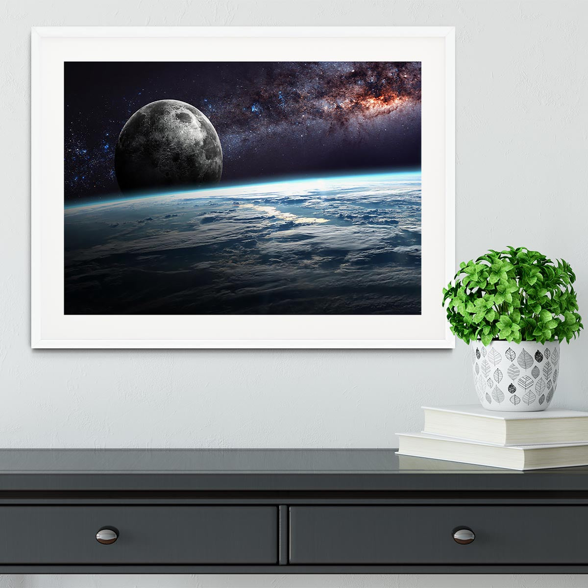 Earth Moon and Stars Framed Print - Canvas Art Rocks - 5