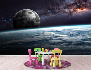 Earth Moon and Stars Wall Mural Wallpaper - Canvas Art Rocks - 3