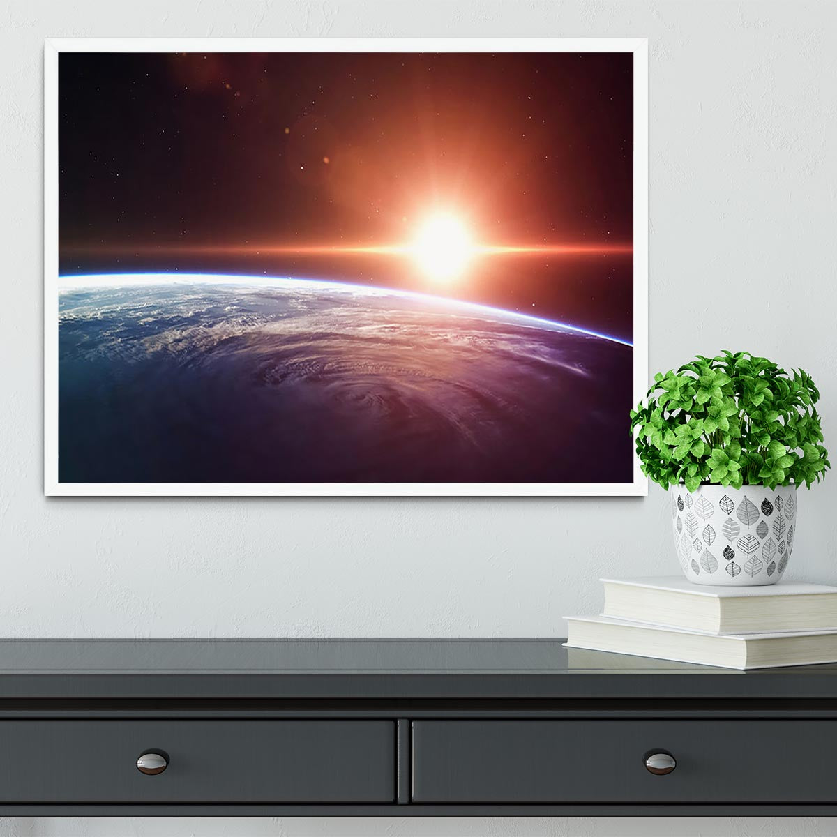 Earth Sunrise Framed Print - Canvas Art Rocks -6