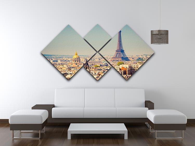 Eiffel Tower Sunny Day 4 Square Multi Panel Canvas  - Canvas Art Rocks - 3