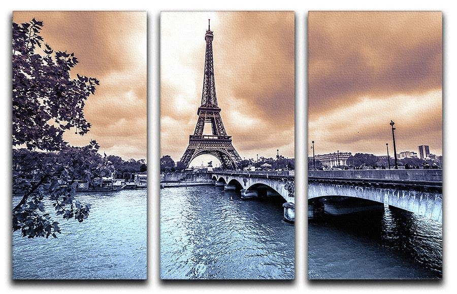 Eiffel Tower from Seine 3 Split Panel Canvas Print - Canvas Art Rocks - 1
