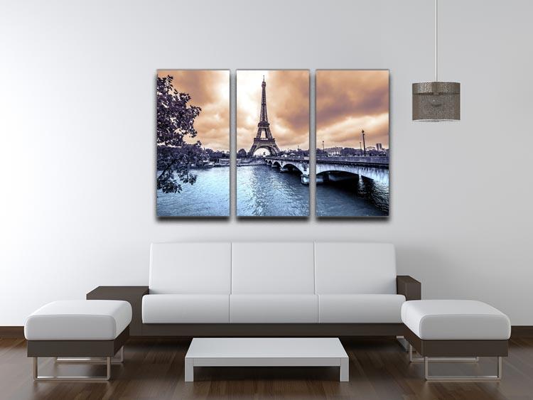 Eiffel Tower from Seine 3 Split Panel Canvas Print - Canvas Art Rocks - 3
