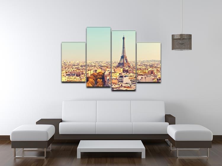 Eiffel tower at sunset 4 Split Panel Canvas  - Canvas Art Rocks - 3