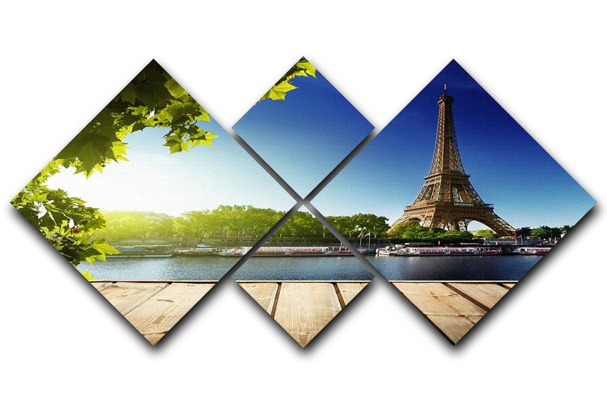 Eiffel tower in Paris 4 Square Multi Panel Canvas  - Canvas Art Rocks - 1