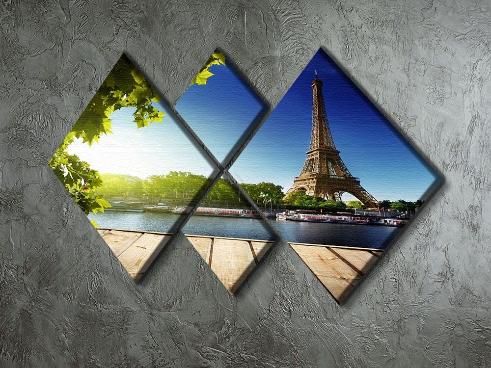Eiffel tower in Paris 4 Square Multi Panel Canvas  - Canvas Art Rocks - 2