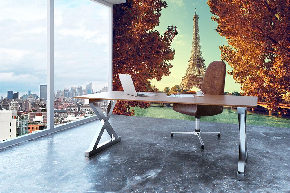 Eiffel tower in autumn time Wall Mural Wallpaper - Canvas Art Rocks - 3