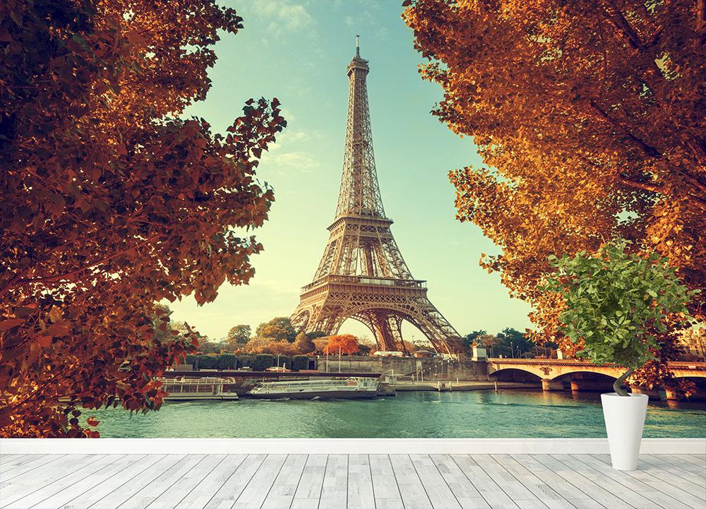 Eiffel tower in autumn time Wall Mural Wallpaper - Canvas Art Rocks - 4