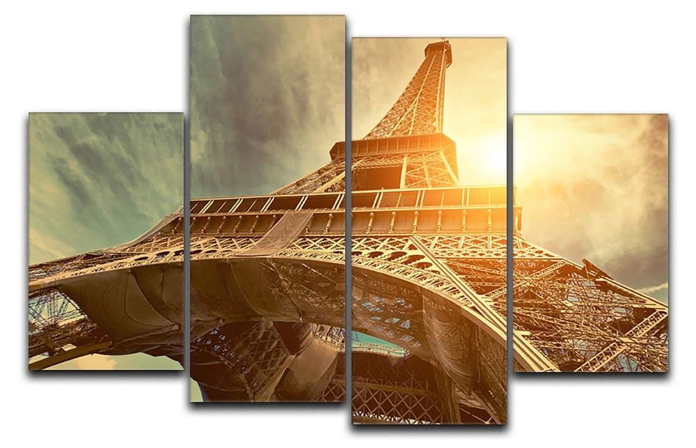 Eiffel tower under sun light 4 Split Panel Canvas  - Canvas Art Rocks - 1