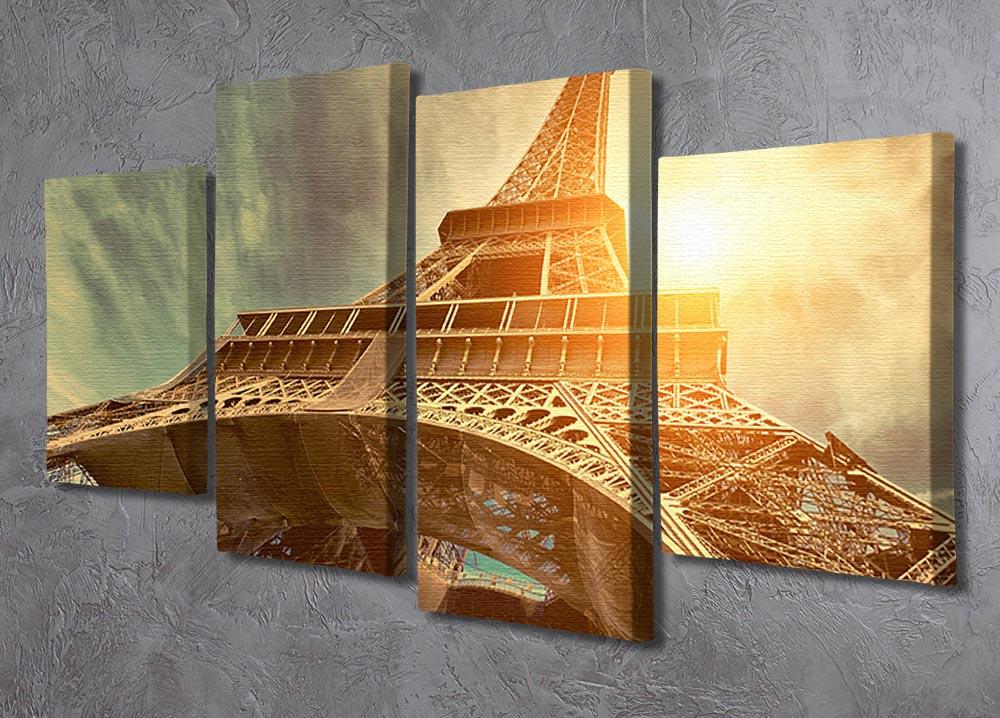 Eiffel tower under sun light 4 Split Panel Canvas  - Canvas Art Rocks - 2