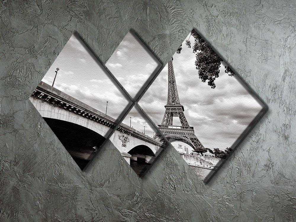 Eiffel tower view from Seine river 4 Square Multi Panel Canvas  - Canvas Art Rocks - 2