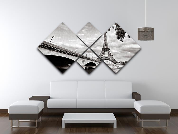 Eiffel tower view from Seine river 4 Square Multi Panel Canvas  - Canvas Art Rocks - 3