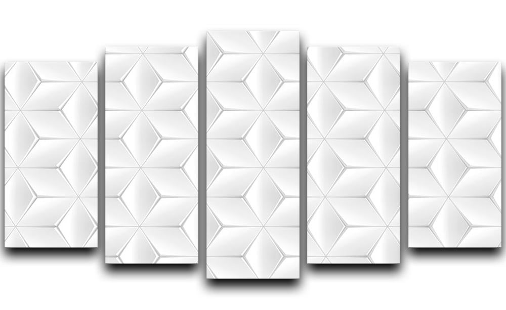 Elegant White Geometric Background 5 Split Panel Canvas - Canvas Art Rocks - 1