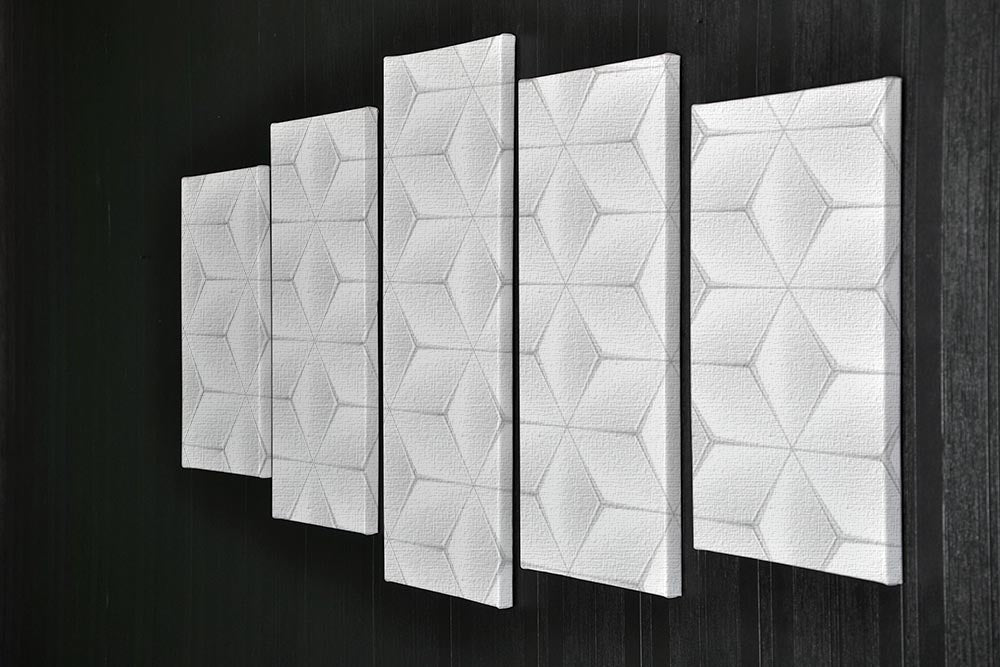 Elegant White Geometric Background 5 Split Panel Canvas - Canvas Art Rocks - 2